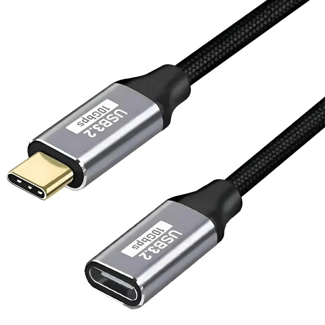 3m Aluminum Alloy Type-C Male to Female Extension Cable USB3.1 Gen2 Data Cable 4K/60HZ Video Support 10Gbps Data Transfer
