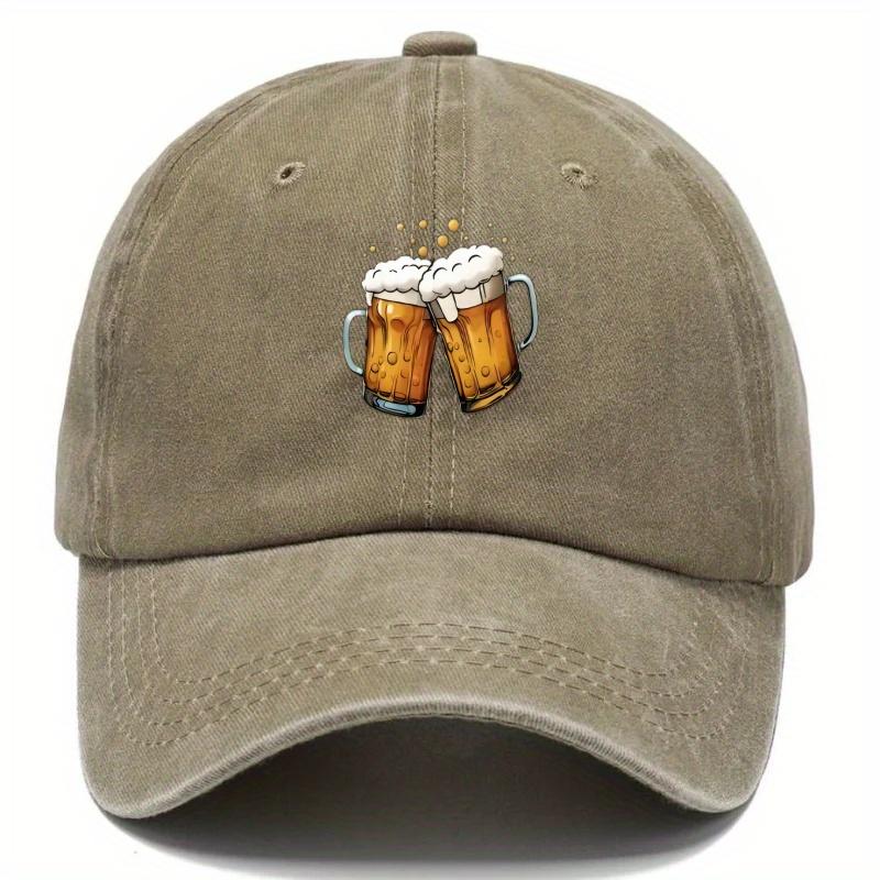 Pc Vintage Distressed Baseball Cap with Beer Print Adjustable Dad Hat Suitable for Daily Wear Father Day Gifts Teacher Eve