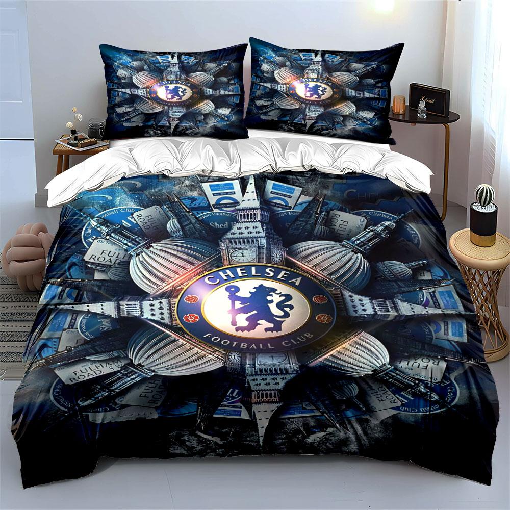 Chelsea FC Bedding Set Bedding Duvet Cover Set Duvet Cover Pillowcases (1 * Duvet Cover 2 * Pillowcases, without duvet insert)