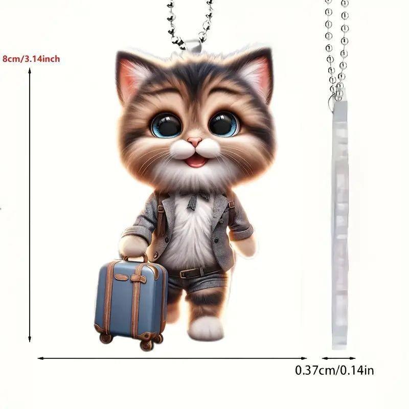 Playful Cat Acrylic Car Accessory Unique Home Decor And Backpack Charm For Cat Lovers