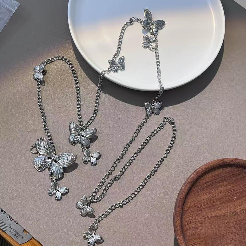 

1Pcs Metal Butterfly Tassel All-match Waist Chain Women Belt For Dress Vintage High Waist Chain Belt For Women
