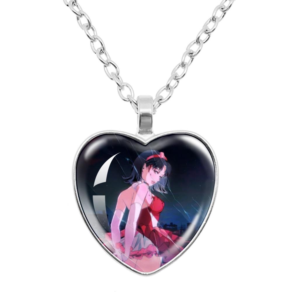 Perfect Blue Anime Movie Cartoon Glass Heart-Shape Pendant Necklace Cass Heart Shape Pendant Necklace Jewelry Charm Collect Gift