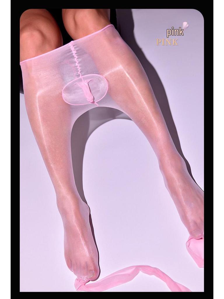 Damen Ultra-Dünne Hohe Taille Seidige Strümpfe mit Glänzendem Öligen Finish und JJ-Ärmel