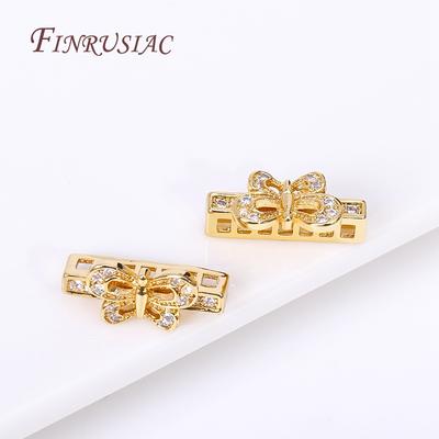 18K Gold Plated Brass With Zircon Separators For Multi-Strands Beads Jewelry, Butterfly Separators For Jewelry Making Findings