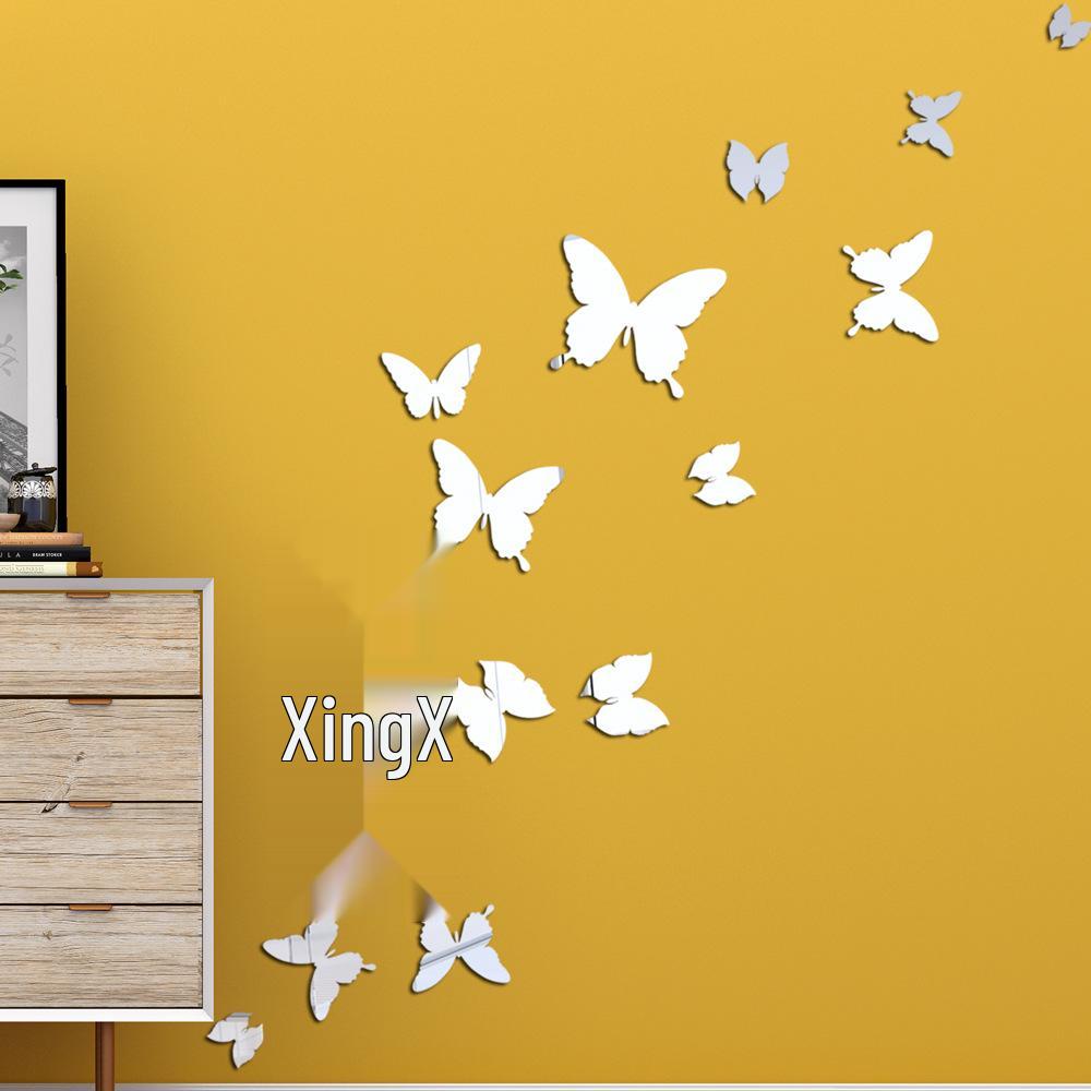 JM506 Acrylic Butterfly Mirror Wall Stickers - Waterproof & Self-Adhesive for Kids' Rooms & Kindergartens