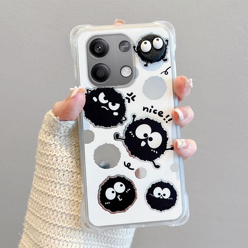 KEYSION Crossbody Strap Phone Case for Redmi Note 13 Pro 4G 5G Cute Cartoon Long Lanyard Mirror Shockproof Cover for POCO X6 M6 Pro 4G