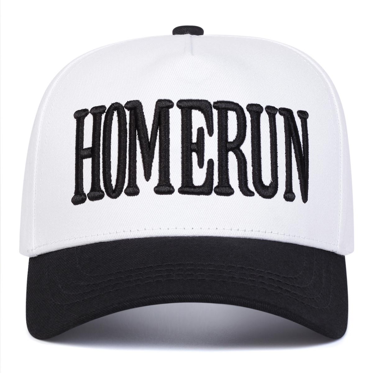

Unisex HOMERUN Letter Embroidery Baseball Caps Spring and Autumn Outdoor Adjustable Casual Hats Sunscreen Hat Sports Cap чорний білий колір
