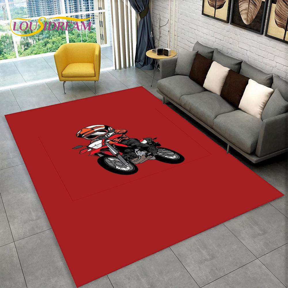 3D Motorcycle Racing Area Rug Large,Carpet Rug for Home Living Room Bedroom Sofa Doormat Decoration,Kid Play Non-slip Floor Mat