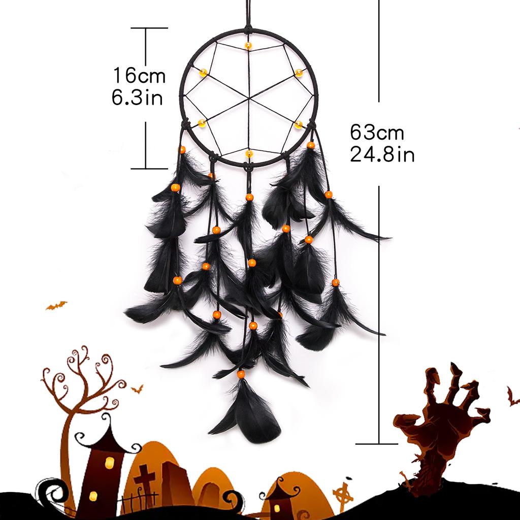Halloween Kreatives Geschenk Schwarze Feder Traumfänger Hängende Dekoration Windspiel Wind Raumdekoration