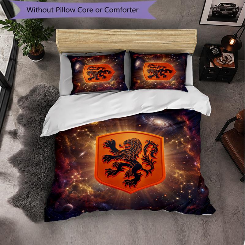 Set Biancheria da Letto 3 Pezzi con Motivo Calcio Olandese Morbida Copripiumino in Microfibra con Federe per Camera da Letto