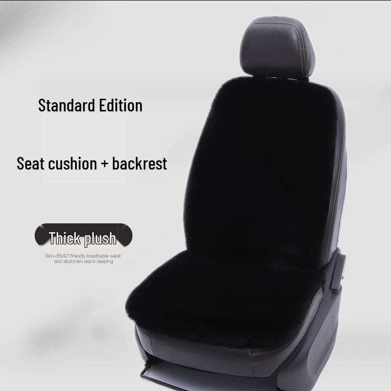 Winter Rabbit Fur Wool Heated Car Seat Cushion - Non-slip, Warm, for Single Seat with Small Waist Support
