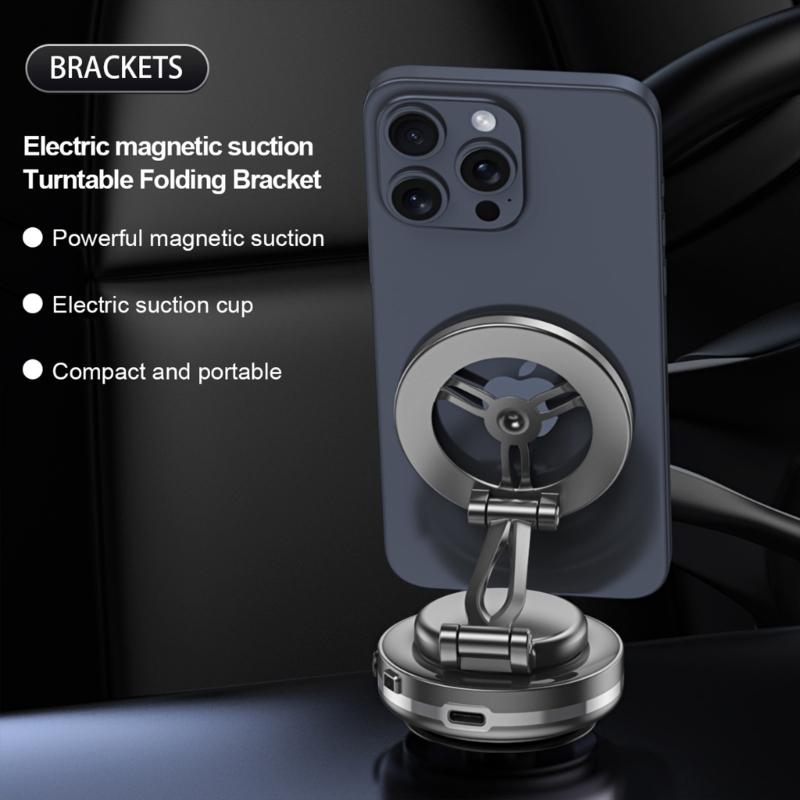 Portable Secure Magnetic Car Phone Bracket Holder with Vacuum Suction for Navigation Video Calls Safe Driving Experience