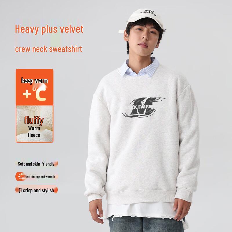 Mark Fairwhale Men's Heavyweight Fleece-Lined Crew Neck Sweatshirt with Logo Print