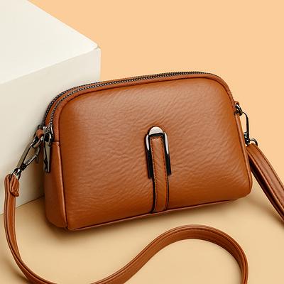 Kleine Achseltaschen aus Leder für Damen, Schultertasche mit Kette, Clutch, Umhängetasche, Vintage-Unterarmhandtasche für Damen