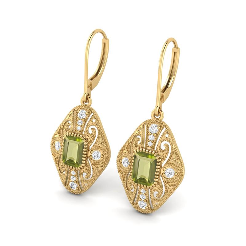 Peridot Filigree Dangle Women Wedding Earrings-925 Sterling Silver