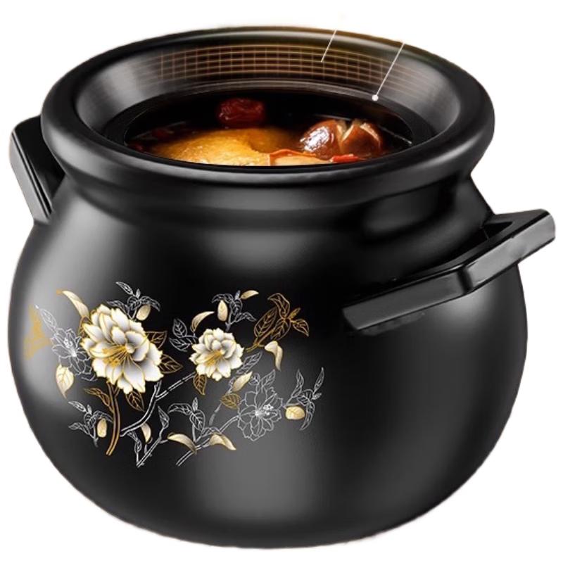 Deming Golden Flower Ceramic Stew Pot