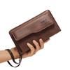 Men's Leather Wallet Clutch Bag Long Purse Zipper Money Clip Black Business Organizer Wallet Male Handy Bag