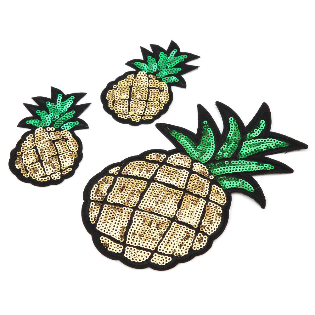 3Pcs Pineapple Embroidered Fabric Patches Sew Iron On Bag Clothes Applique Craft DIY Decoration