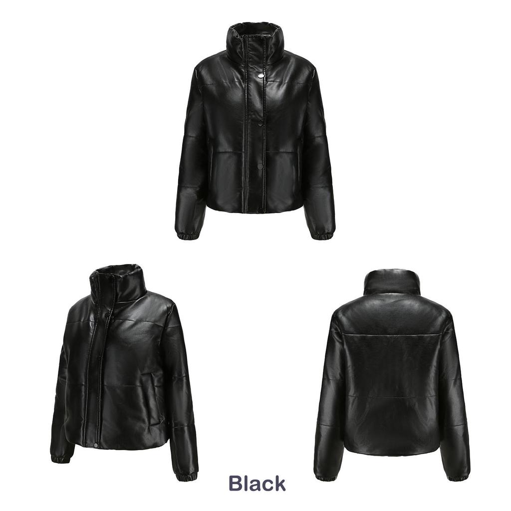 Neue Damen Europäische/Amerikanische Kurze Lederjacke - Herbst/Winter Verdickter Baumwollmantel