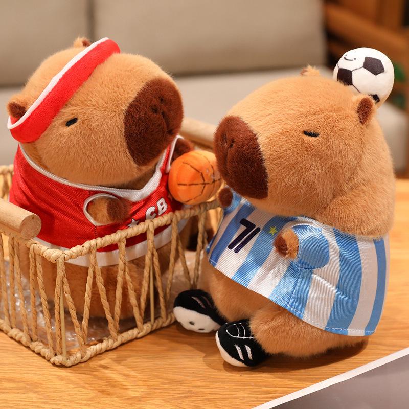 Sporty Capybara Plush Toy - Football & Basketball Variants