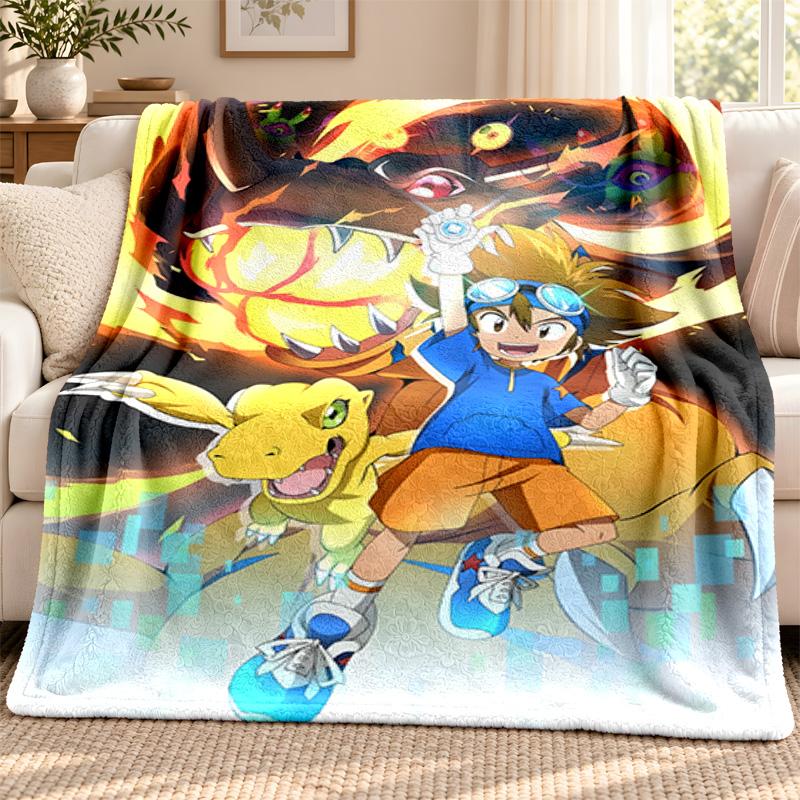 Digimon blanket Flannel Blanket Soft Cozy Plush Throw for Sofa Bed Lightweight Home Decoration Outdoor camping