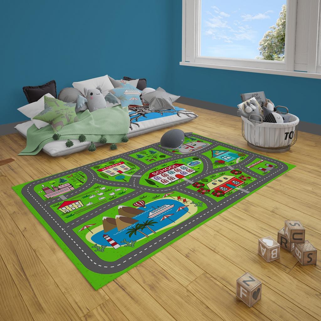 Children's Bedroom Rug 100x160 Cm Polyester Circuit Villa