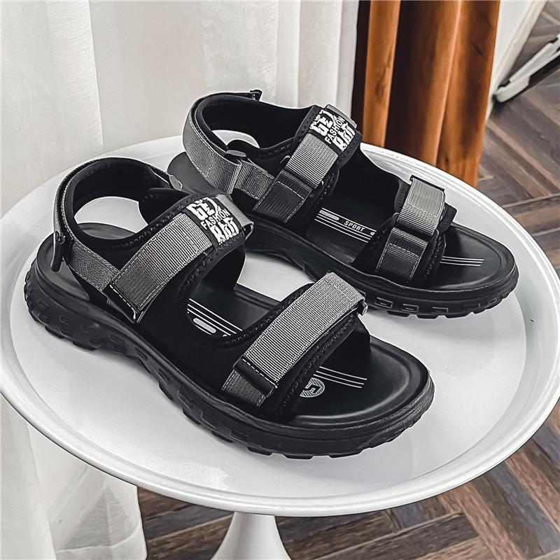 

Sandals 2024 summer new light breathable heightened soft sole casual trend seaside wading youth beach shoes 44 сірий колір