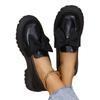 Chunky Sole 2025 British Style Korean Vintage Leather Loafers for Women Women's Slip-On Loafers with Bow Detail