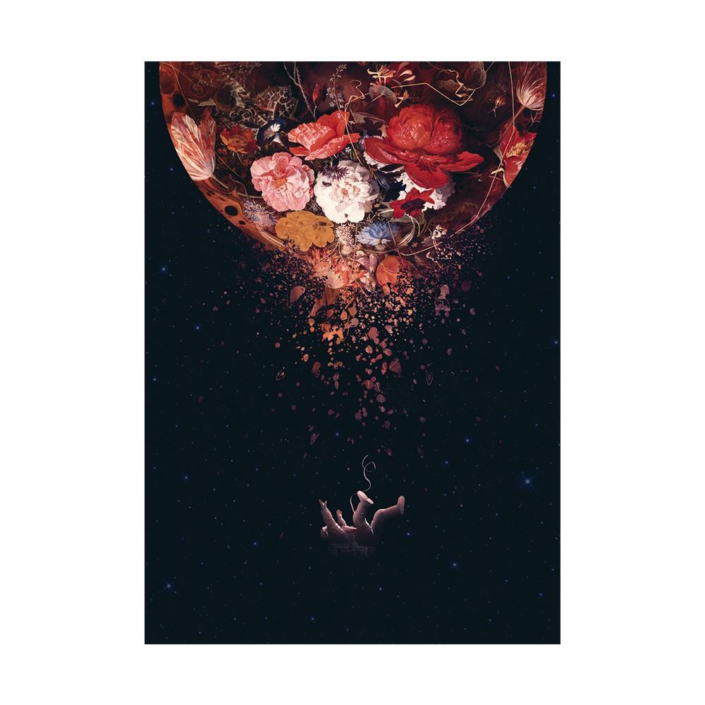 Astronaut Flower Field Painting Canvas Print Wall Art Poster Flourishing of Life Picture for Gift Living Room Home Decor Cuadros