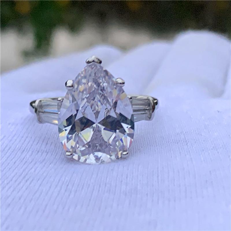 Luxusní prsten kapka vody 6ct laboratorní diamant S925 sterlingové stříbro Zásnubní snubní prsteny pro ženy Svatební jemné party šperky