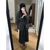 Elegant Korean Imitation Cashmere A-line Pleated Midi Skirt for Women - Autumn/Winter 2025 Slimming Drape Style