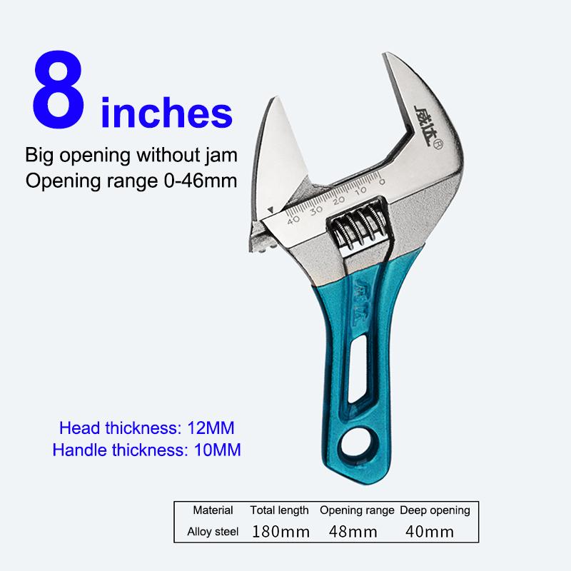 4/5/6/8 Inch Short Handle Adjustable Wrench Portable Mini Large Opening Monkey Spanner Household Wrench Tools