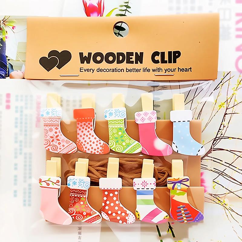 Cartoon Photo Display Decorated Odorless Christmas DIY Festive Atmosphere Gift Embellishment Wooden Clip Creative