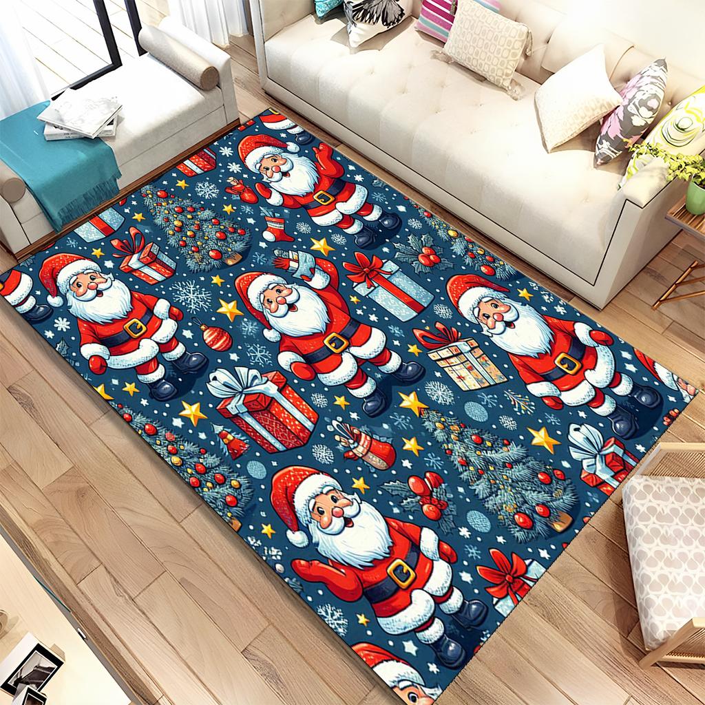 Fofo Pai Natal Árvore de Natal Feliz Desenho Animado Festival Tapete de Presente para Sala de Estar Quarto Casa Decoração de Sofá, Antiderrapante
