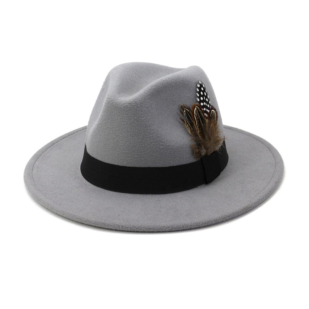 Gelbe Feder Fedoras Herren Fedora Hut Herren Panama Oberkappe Unisex Hut Militärfarbe Fedoras Hut mit breiter Krempe Kirchenhut Partyhut