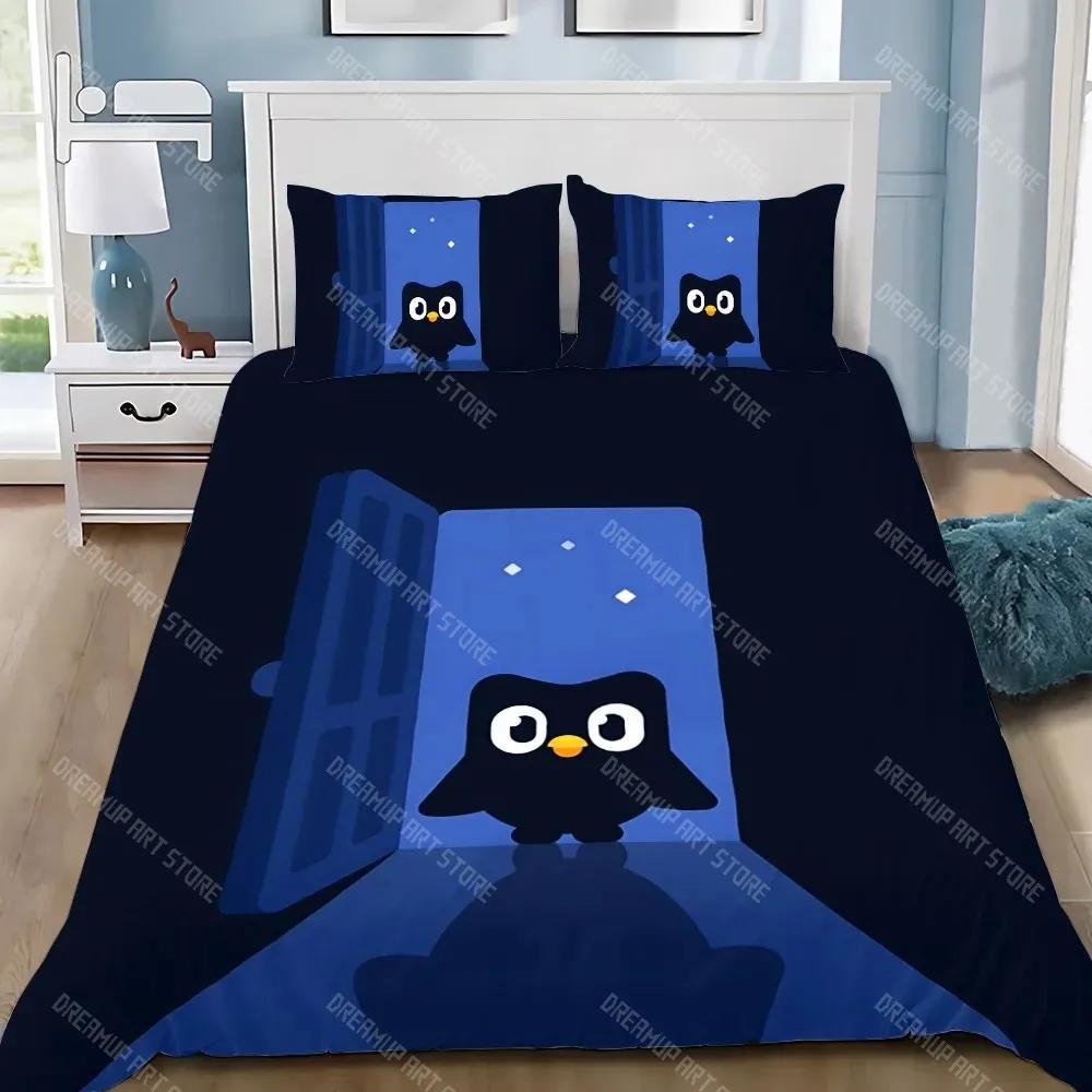 Duvet Cover Pillowcase Bedding Set Cute Cartoon Duolingos Adult Boy Girl Bedroom Decoration Children Gift Single Double Large