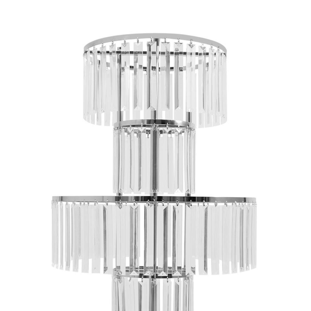 Silver Crystal Vases for Centerpieces, 47.2in Metal Pedestal Stands for Table Chandelier Centerpiece Wedding, 5 Tier Round