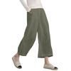 2Women's Linen Cotton Elastic Waist Wide Leg Casual Pants