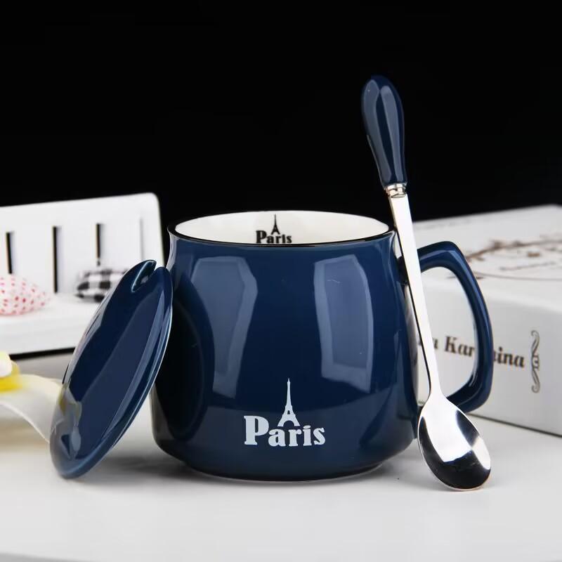 

400ml New Product European Style Light Luxury Gold-painted Ceramic Coffee Mug with Lid Spoon Water Cup Milk Mug 400ml