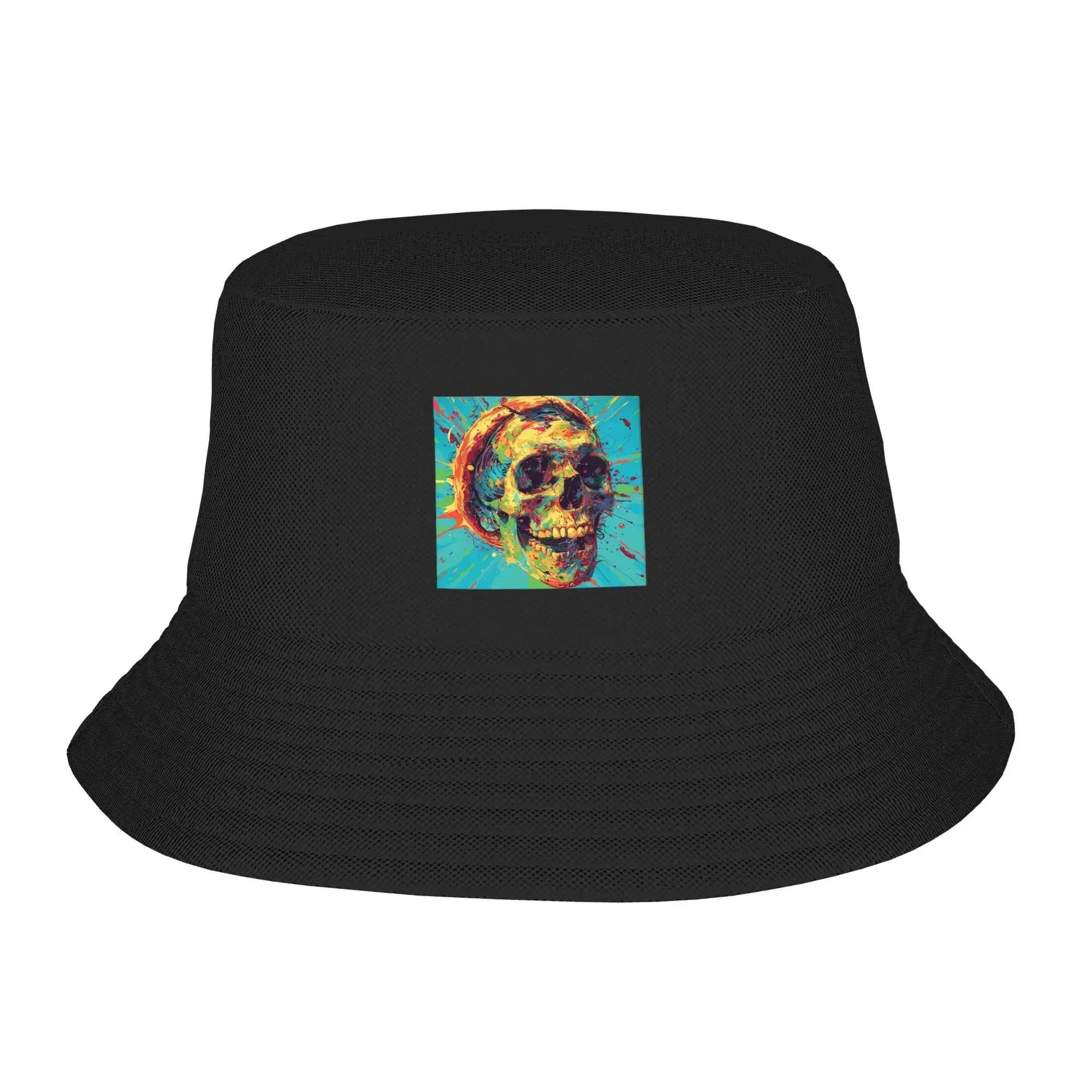 

Skull Painting Design Bucket Hat Summer FisherUnisex Hat Outdoor Sun Protection Fishing Hunting Cap Unisex Ladies Sun Hat One Size