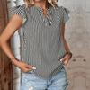 Nuevo Producto 2026 Verano Casual Europeo y Americano Tops Cuello en V Rayas Mangas Cortas de Murciélago Camisa de Comercio Exterior