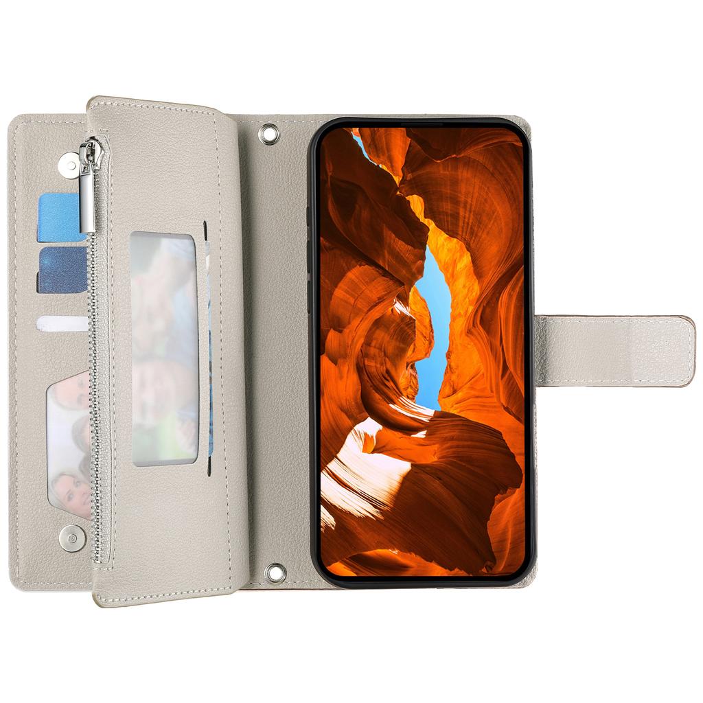 Für Samsung Galaxy S26 Hülle Reißverschluss Geldbörse Farbverlauf Leder Klapphandy Hülle mit Riemen