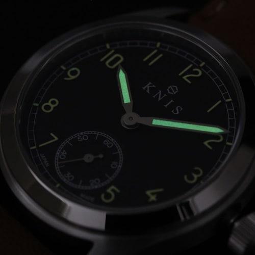 KNIS Men's Retro Military Watch, Made In Japan, Sapphire Crystal, 10 ATM Water Resistance, Black Dial, Brown Leather, KN003-BKBRLE