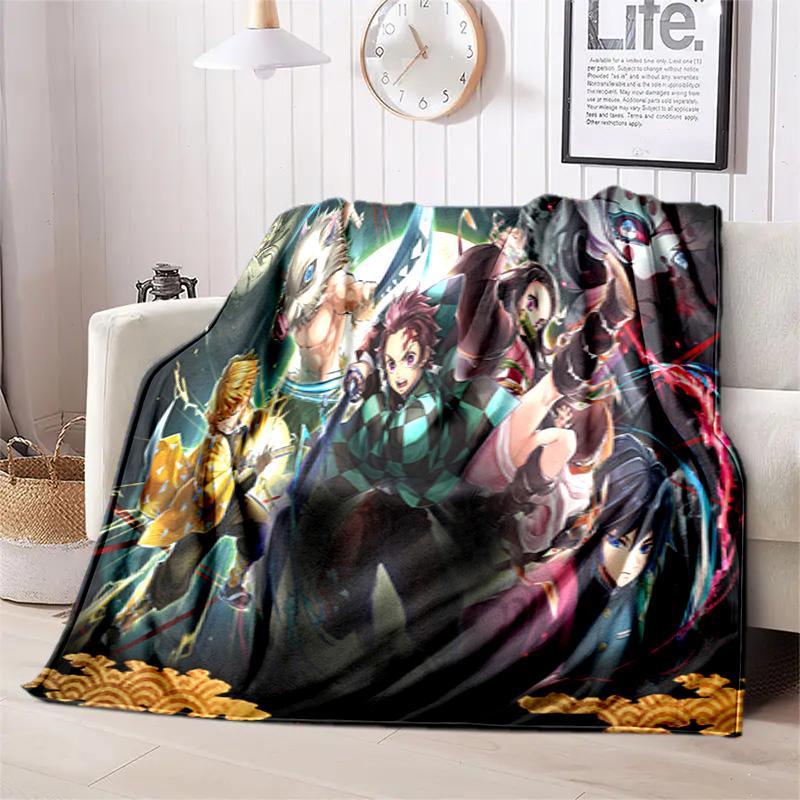 Japanese manga artist Koyoharu Gotouge's Demon Slayer blanket Soft and portable four season home bed, office travel, lunch break, warm blanket K24