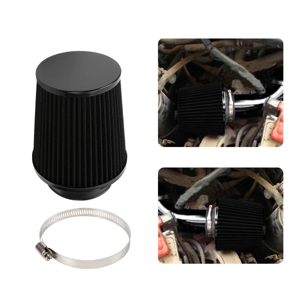 MUTEKI Car Air Filter Universal 76mm Air Filter Mushroom Type Air Intake Filter Adjustable Replacement Filter (Black)