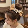High Elasticity Plush Bear Scrunchies Cute Hair Rope Funny Plaid Ponytail Holder  Ladies