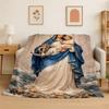 Virgin Mary Christian Faith Flannel Blanket Soft Throw Blanket for Bedroom Living Room Bed Travel Camping Picnic Nap Cover Gift