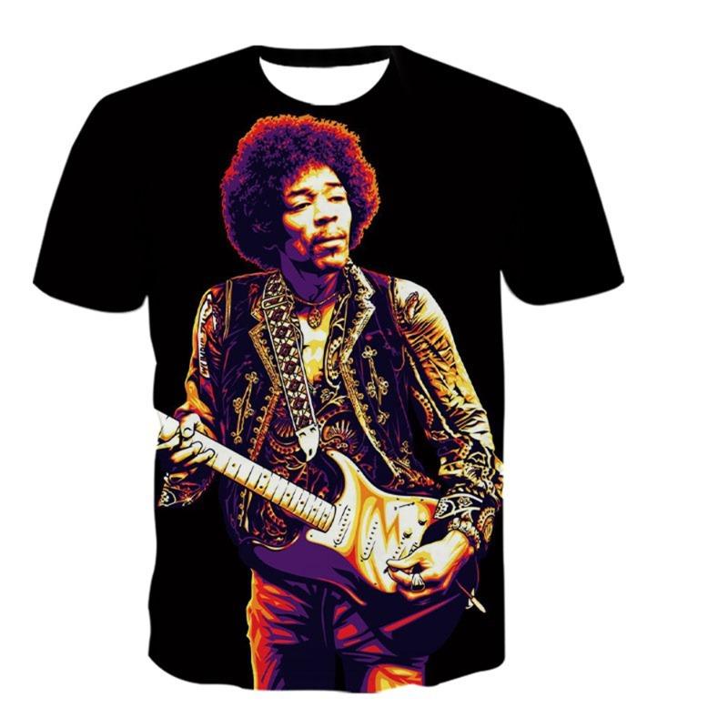 Trendy Rock Singer 3D Printed T-Shirt Adult Casual Punk T-Shirt King Electric Guitar XXS