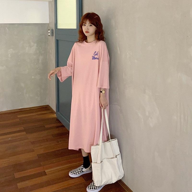 

Pull frame cotton new loose fat MM catties dress short sleeve t-shirt women One size fits all