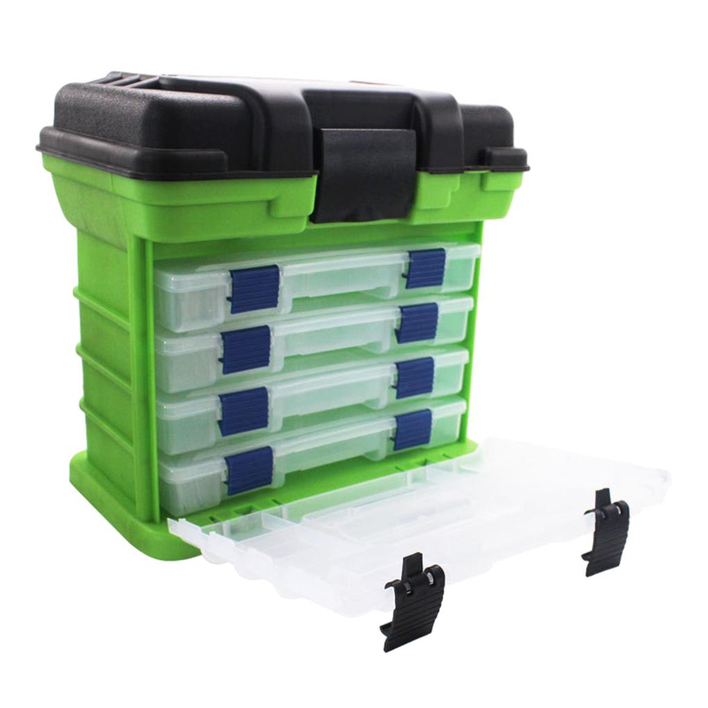Portable Tool Chest With Locking Clip For Storing Tools And Small Parts Fishing Tackle Box 4 Layers Fishing Box Portable